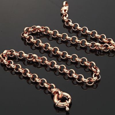 18ct Heavy Rose Gold Plated 6mm Belcher Chain Necklace with Bolt Clasp - USA Made