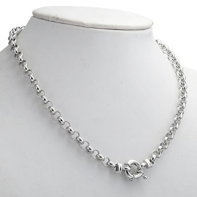 925 Sterling Silver Plated 6mm Belcher Chain Necklace with Bolt Clasp - USA Made