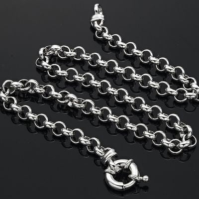 925 Sterling Silver Plated 6mm Belcher Chain Necklace with Bolt Clasp - USA Made