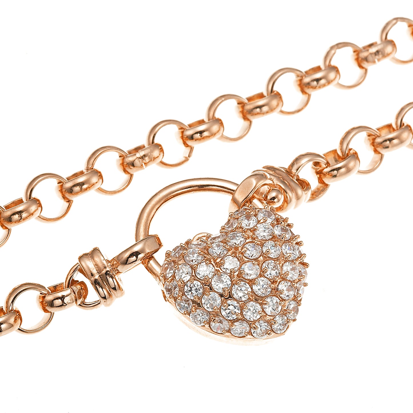 18ct Heavy Rose Gold Plated 6mm Belcher Chain Necklace Featuring a Simulated Diamond Locket - USA Made