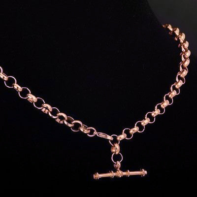 18ct Heavy Rose Gold Plated 6mm Belcher Chain Necklace with T-Bar End - USA Made