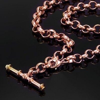 18ct Heavy Rose Gold Plated 6mm Belcher Chain Necklace with T-Bar End - USA Made