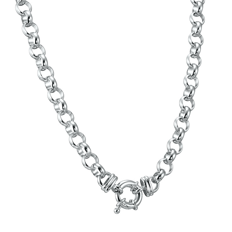 925 Sterling Silver Plated 10mm Belcher Chain Necklace with Bolt Clasp - USA Made