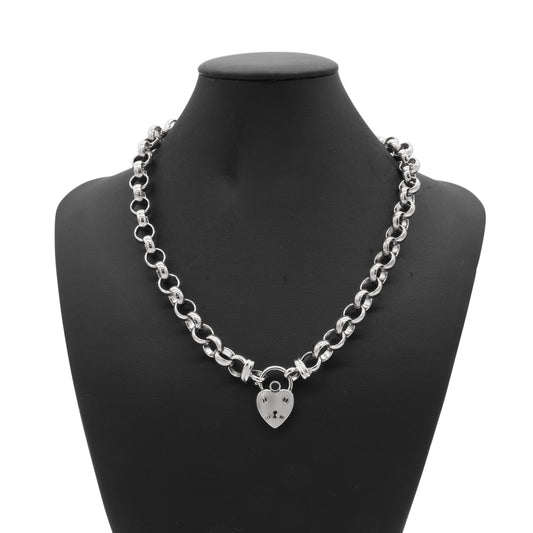 925 Sterling Silver Plated 10mm Belcher Chain Necklace with a Small Plain Locket