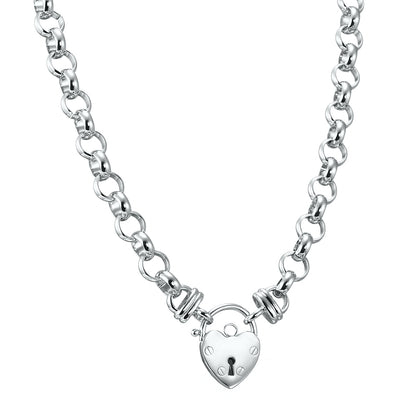 925 Sterling Silver Plated 10mm Belcher Chain Necklace Featuring a Plain Locket - USA Made