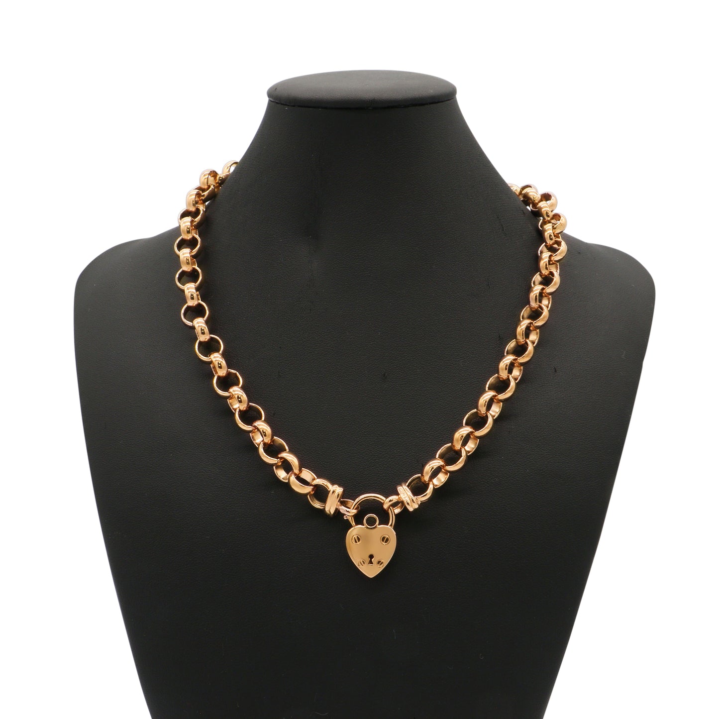 18ct Heavy Yellow Gold Plated 10mm Belcher Chain Necklace with a Small Plain Locket