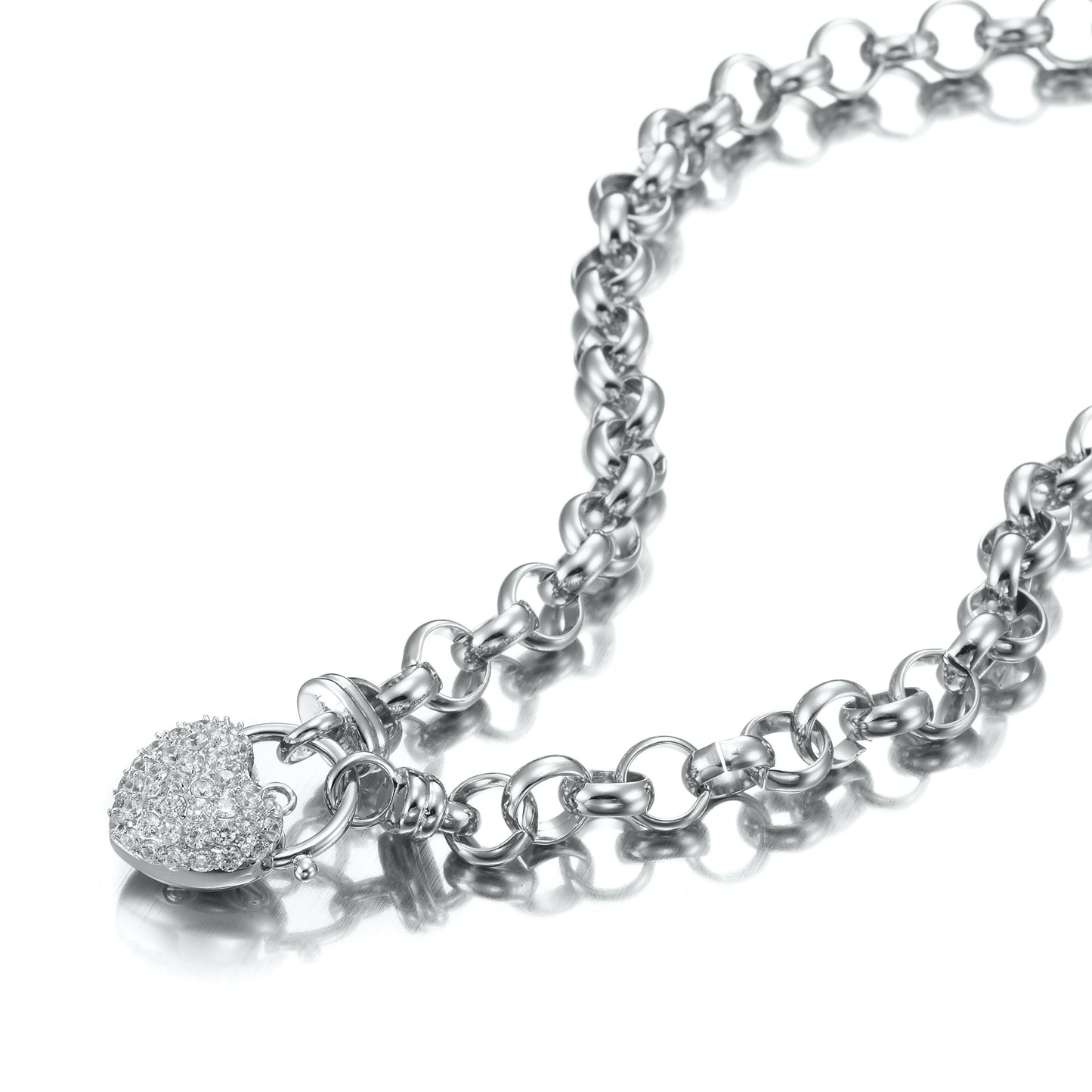 925 Sterling Silver Plated Belcher Chain Necklace Featuring a Simulated Diamond Locket - USA Made