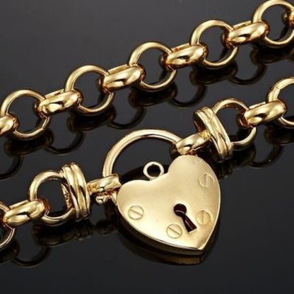 Schwere, gelbvergoldete Belcher-Kette mit schlichtem Medaillon, 18 Karat, hergestellt in den USA