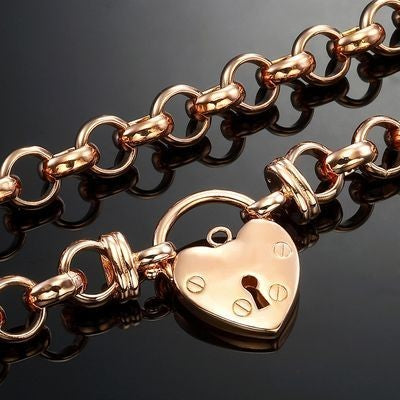 Schwere, rosévergoldete Belcher-Kette mit schlichtem Medaillon, 18 Karat, hergestellt in den USA