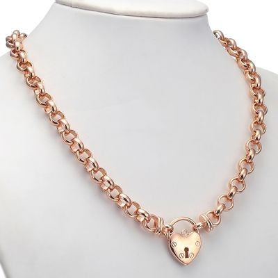 Schwere, rosévergoldete Belcher-Kette mit schlichtem Medaillon, 18 Karat, hergestellt in den USA