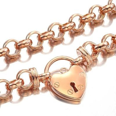 18ct Heavy Rose Gold Plated Belcher Chain Necklace Featuring a Plain Locket - USA Made