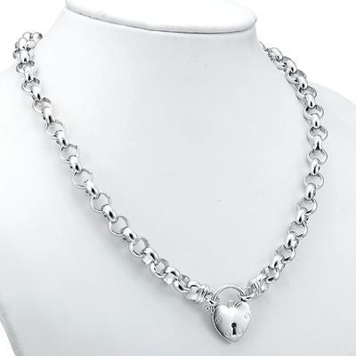925 Sterling Silver Plated 10mm Belcher Chain Necklace Featuring a Plain Locket - USA Made