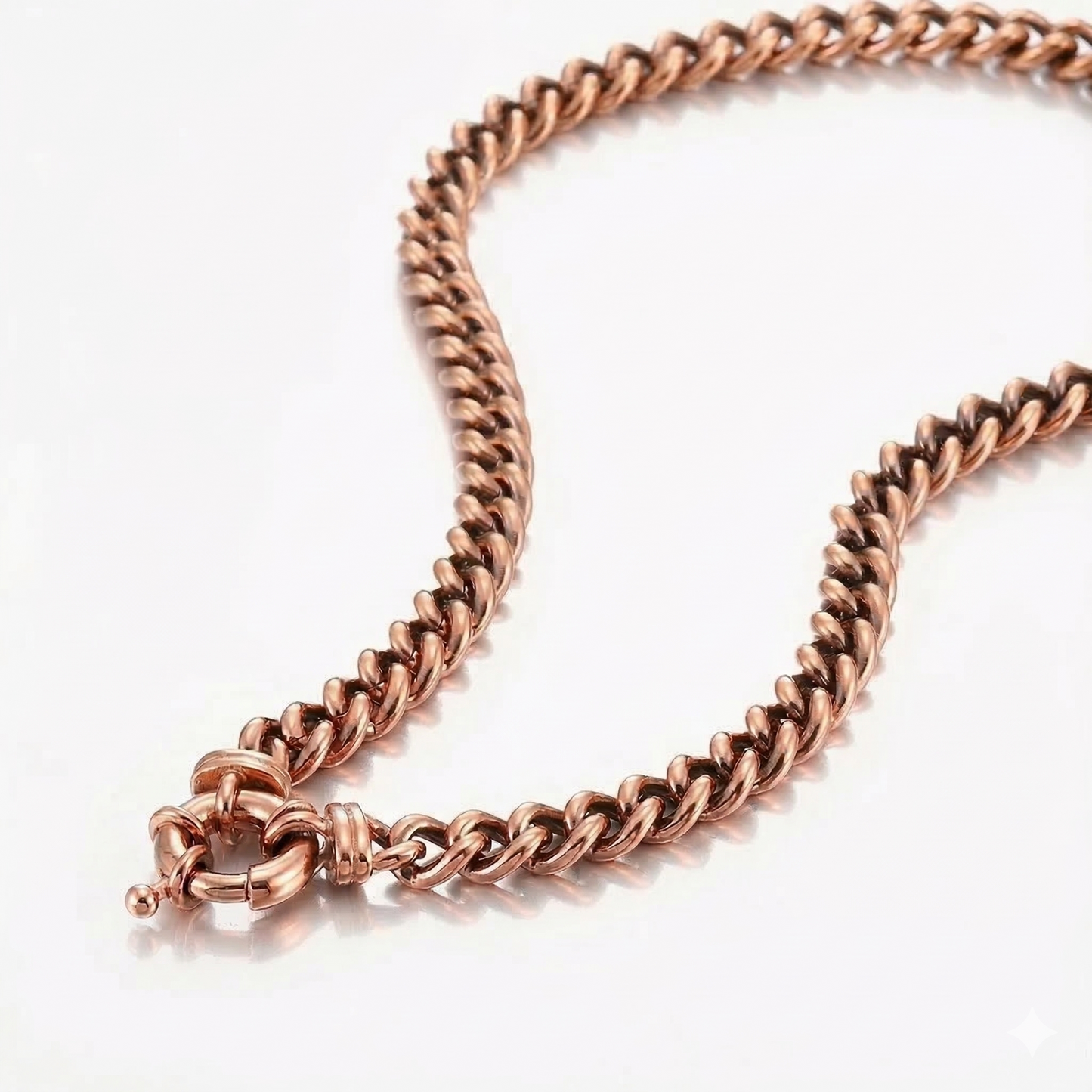 18ct Heavy Rose Gold Plated Euro Chain Necklace with Marina Bolt Clasp - USA Made