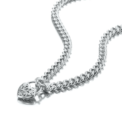 925 Sterling Silver Plated 8mm Euro Chain Necklace with a Filigree Locket - USA Made