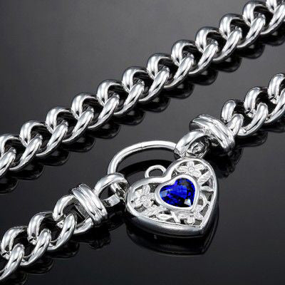 925 Sterling Silver Plated 8mm Euro Chain Necklace with a Dark Blue Filigree Locket - USA Made