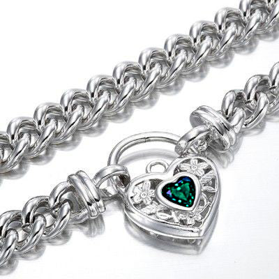 925 Sterling Silver Plated Euro Chain Necklace with a Green Filigree Locket - USA Made