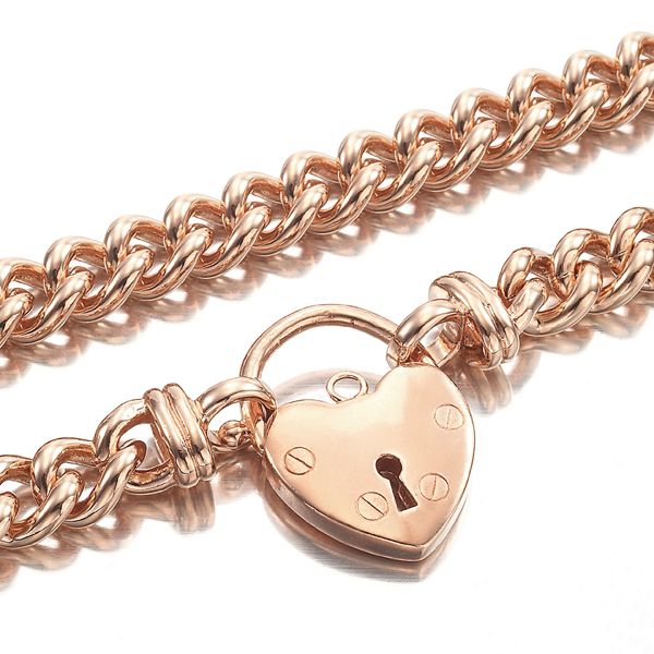 18ct Heavy Rose Gold Plated Euro Chain Necklace Featuring a Plain Locket - USA Made