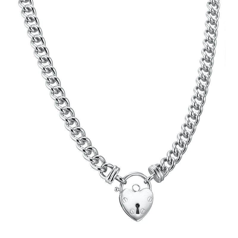 925 Sterling Silver Plated Euro Chain Necklace Featuring a Plain Locket - USA Made