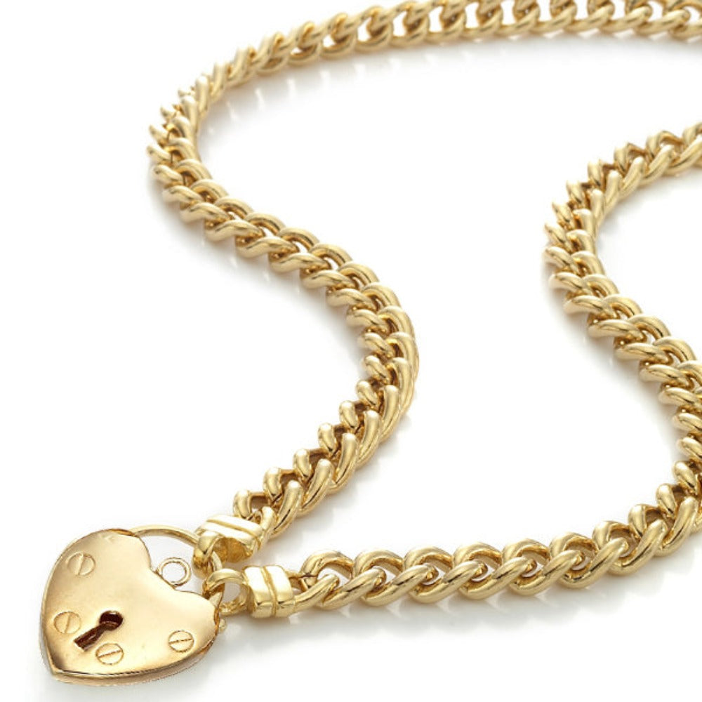 18ct Heavy Yellow Gold Plated Euro Chain Necklace Featuring a Plain Locket - USA Made