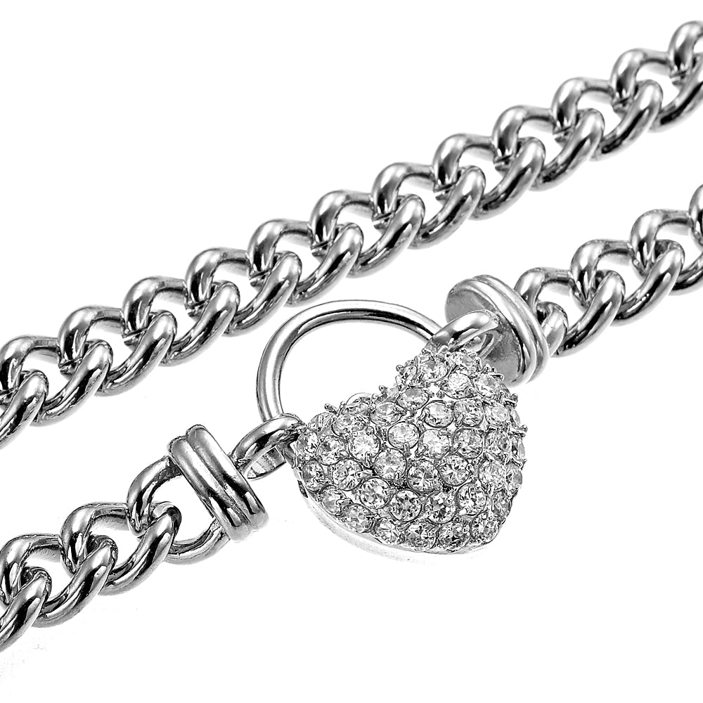 925 Sterling Silver Plated Euro Chain Necklace Featuring a Simulated Diamond Locket - USA Made