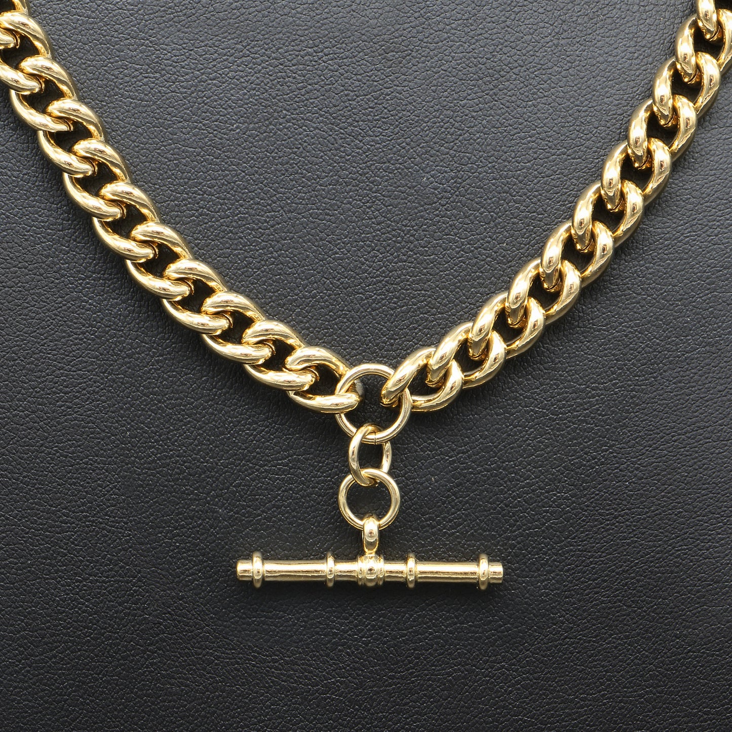 18ct Heavy Yellow Gold Plated Euro Chain Necklace with T Bar