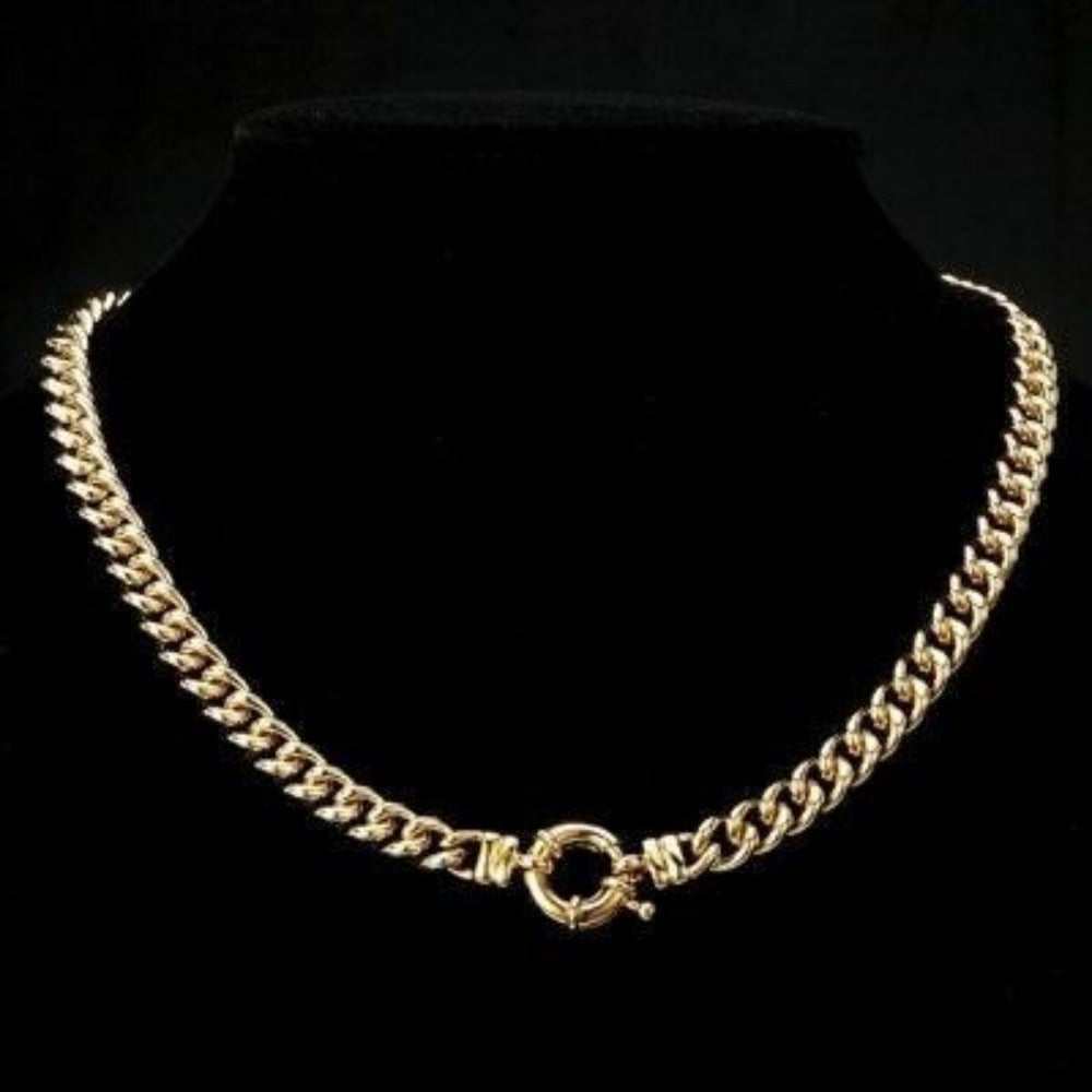 18ct Heavy Yellow Gold Plated Euro Chain Necklace with Bolt Clasp - USA Made