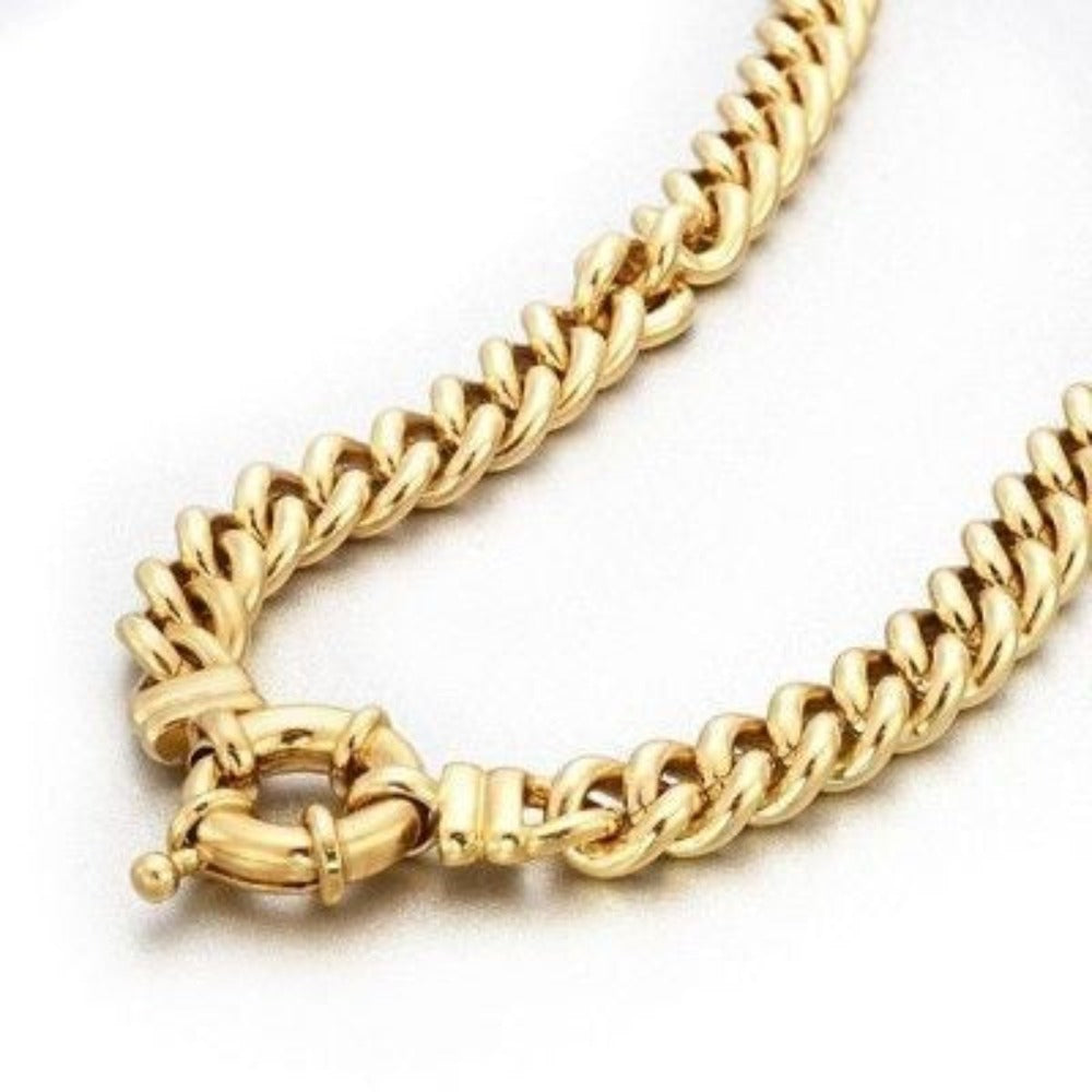 18ct Heavy Yellow Gold Plated Euro Chain Necklace with Bolt Clasp - USA Made