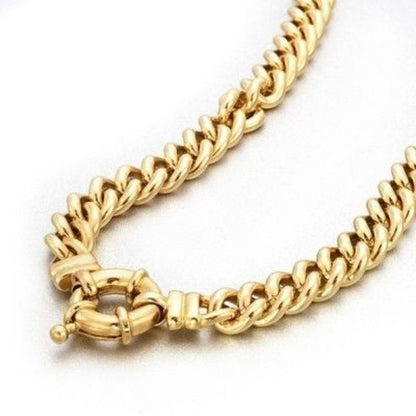 Schwere, gelbvergoldete Euro-Kette mit Bolzenverschluss, 18 Karat, hergestellt in den USA