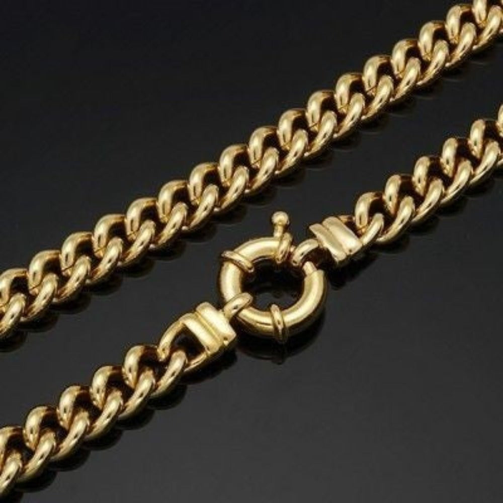 18ct Heavy Yellow Gold Plated Euro Chain Necklace with Bolt Clasp - USA Made