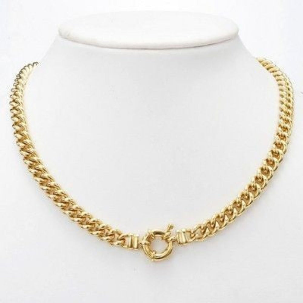 18ct Heavy Yellow Gold Plated Euro Chain Necklace with Bolt Clasp - USA Made