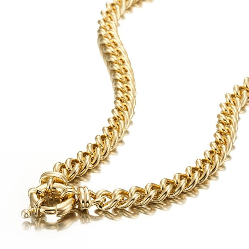 18ct Heavy Yellow Gold Plated Euro Chain Necklace with Bolt Clasp - USA Made