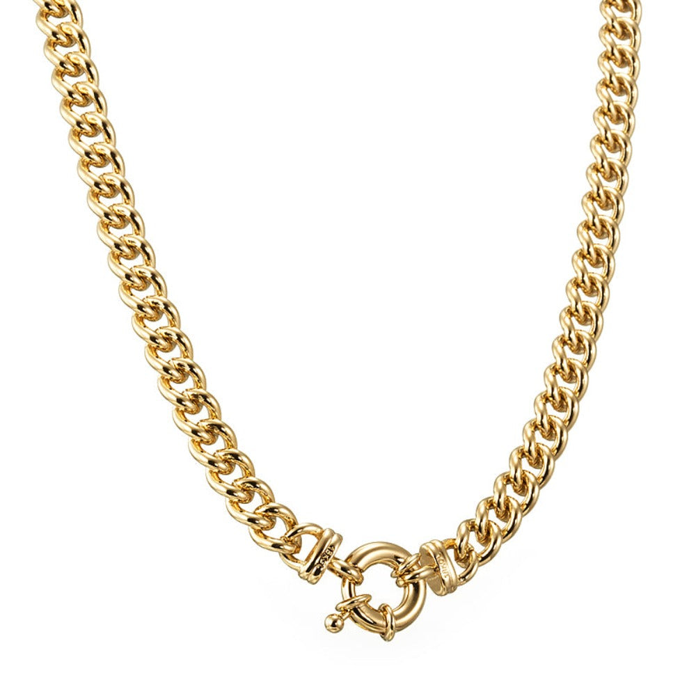 18ct Heavy Yellow Gold Plated Euro Chain Necklace with Bolt Clasp - USA Made