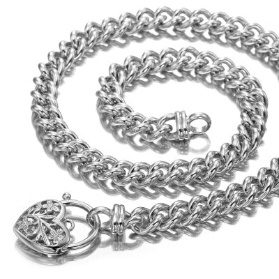 925 Sterling Silver Plated Euro Chain Necklace with a Filigree Locket - USA Made