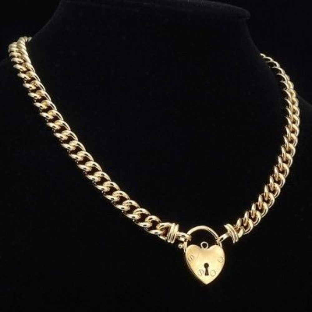 18ct Heavy Yellow Gold Plated Euro Chain Necklace Featuring a Plain Locket - USA Made