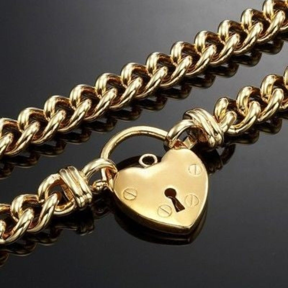 18ct Heavy Yellow Gold Plated Euro Chain Necklace Featuring a Plain Locket - USA Made