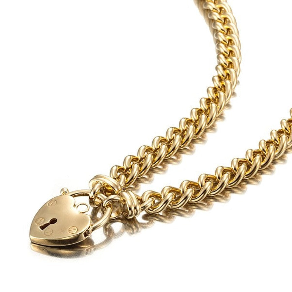 18ct Heavy Yellow Gold Plated Euro Chain Necklace Featuring a Plain Locket - USA Made