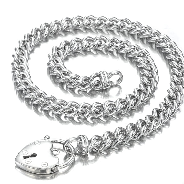 925 Sterling Silver Plated Euro Chain Necklace Featuring a Plain Locket - USA Made