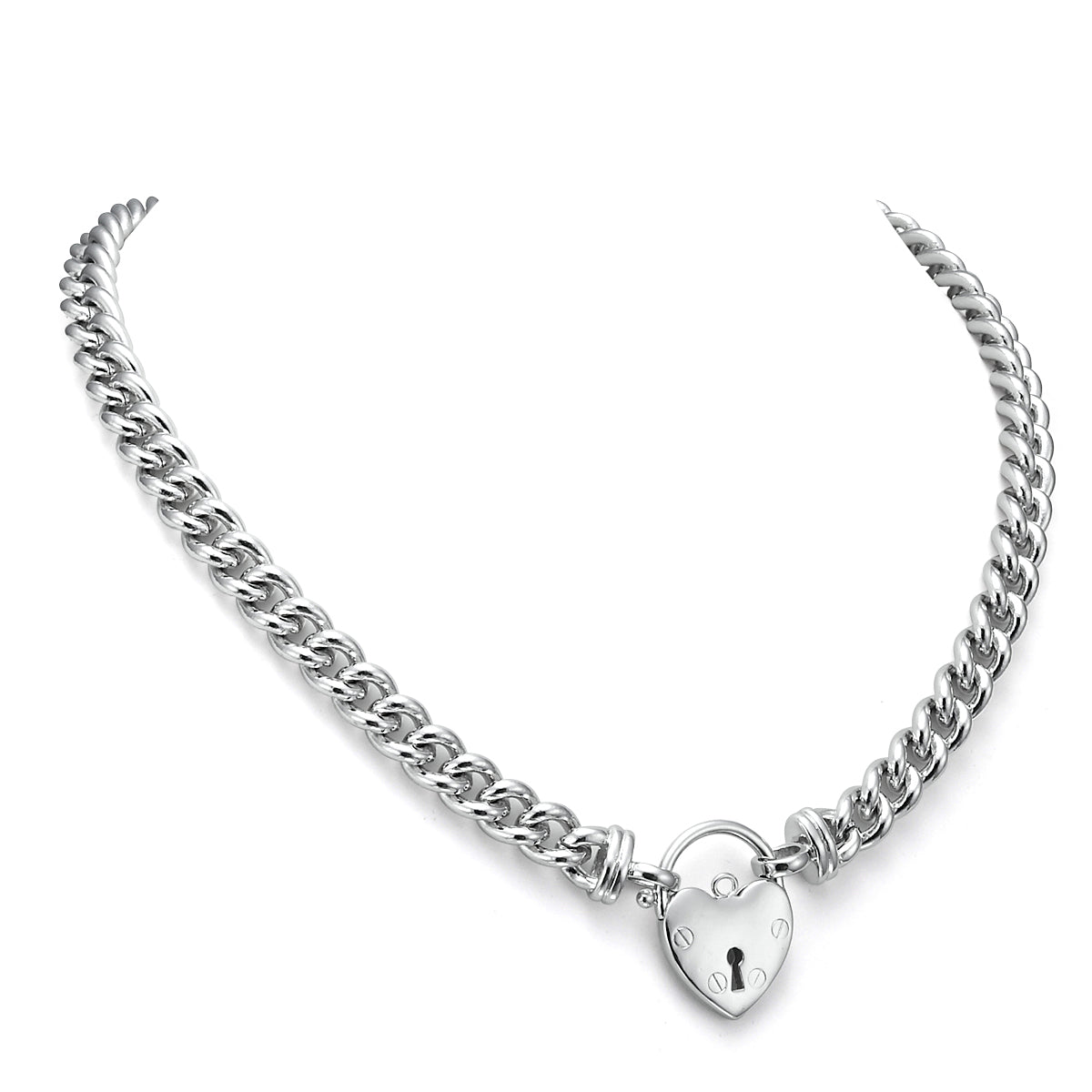 925 Sterling Silver Plated Euro Chain Necklace Featuring a Plain Locket - USA Made