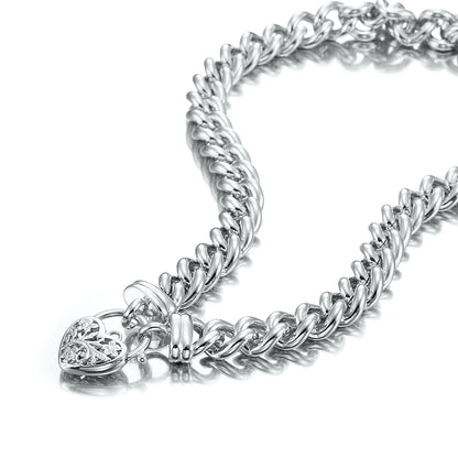 925 Sterling Silver Plated 12mm Euro Chain Necklace with a Filigree Locket - USA Made