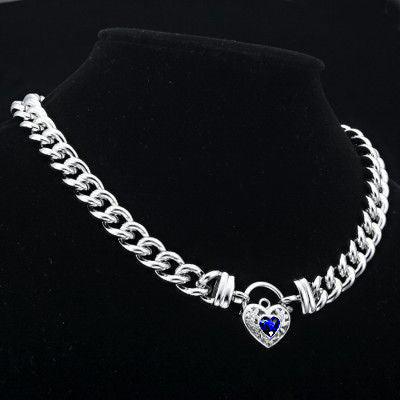 925 Sterling Silver Plated Euro Chain Necklace with a Dark Blue Filigree Locket - USA Made