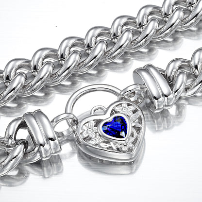 925 Sterling Silver Plated Euro Chain Necklace with a Dark Blue Filigree Locket - USA Made