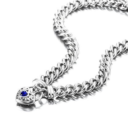 925 Sterling Silver Plated Euro Chain Necklace with a Dark Blue Filigree Locket - USA Made