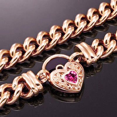 18ct Heavy Rose Gold Plated 12mm Euro Chain Necklace with a Pink Filigree Locket - USA Made