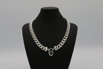 925 Sterling Silver Plated 12mm Euro Chain Necklace with a Small Plain Heart Locket - USA Made