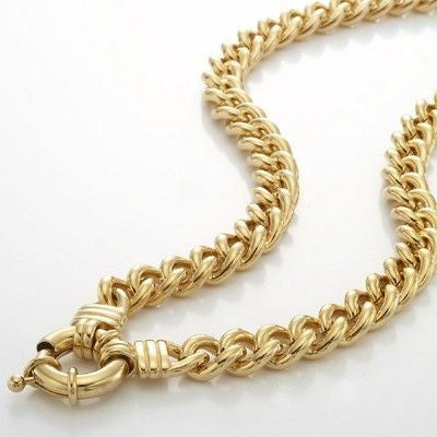 18ct Heavy Yellow Gold Plated Euro Chain Necklace with Bolt Clasp - USA Made