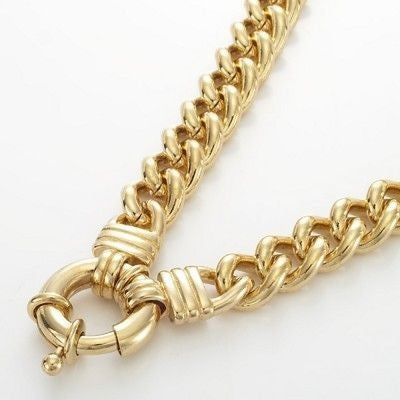 18ct Heavy Yellow Gold Plated Euro Chain Necklace with Bolt Clasp - USA Made