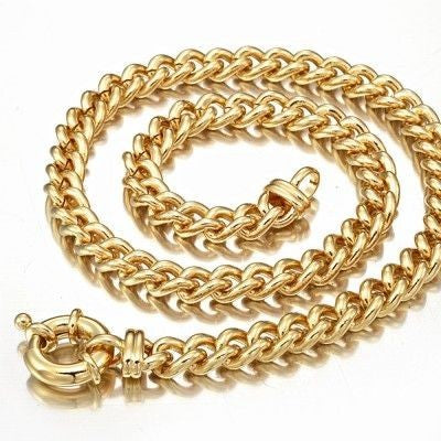 18ct Heavy Yellow Gold Plated Euro Chain Necklace with Bolt Clasp - USA Made