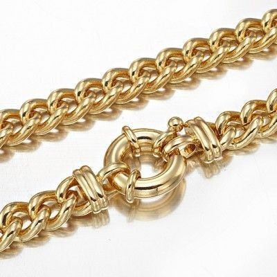 18ct Heavy Yellow Gold Plated Euro Chain Necklace with Bolt Clasp - USA Made