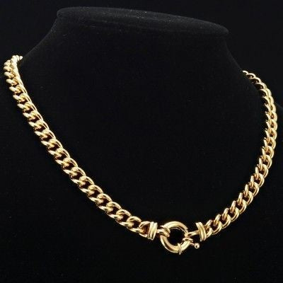 18ct Heavy Yellow Gold Plated Euro Chain Necklace with Bolt Clasp - USA Made