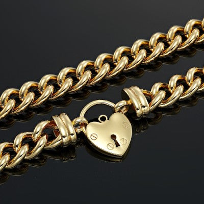 18ct Heavy Yellow Gold Plated Euro Chain Necklace Featuring a Plain Locket - USA Made